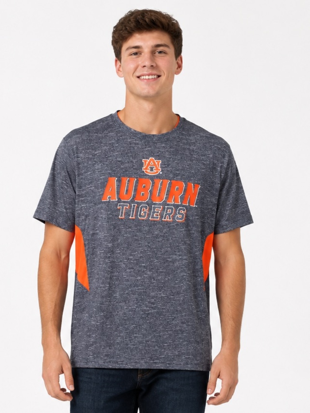 Champion Elite Performance Auburn Tigers Heather Blue & Orange T-shirt Sz Large